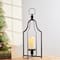22" Modern Farmhouse Black Metal Candle Lantern